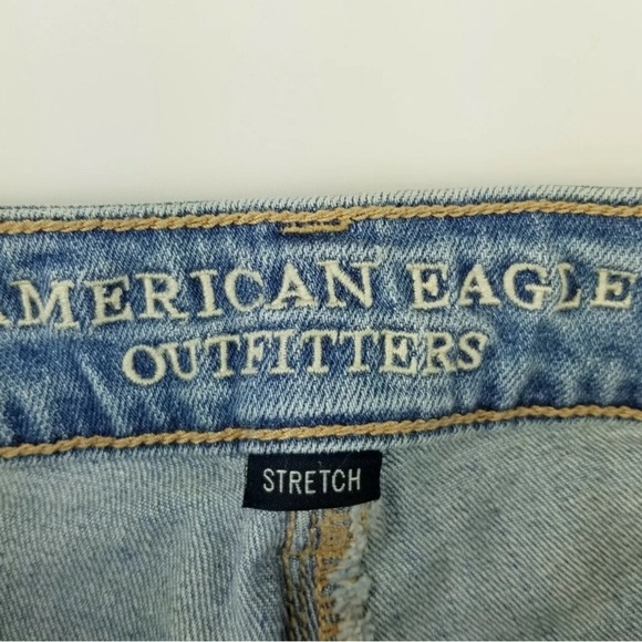 American Eagle 2 Stretch Distressed Raw Hem Lace Pocket Blue Women's Shorts - Picture 5 of 11